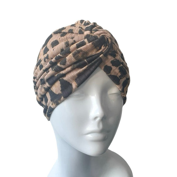 Soft Brown Twisted Turban Hat for Women