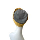 Grey Cotton Turban Beanie Hat with Detachable Headband 