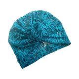 Teal Blue Soft Lace Rosette Turban 