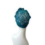 Teal Blue Soft Lace Rosette Turban Hat