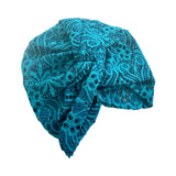 Teal Blue Lace Turban Hat Head Wrap Head Covering