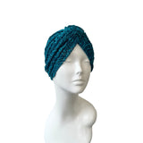 Teal Blue Lace Turban Hat Head Wrap Covering