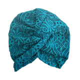 Teal Blue Lace Turban Hat Head Wrap Head Covering