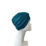 Teal Blue Lace Turban Hat Head Wrap Covering