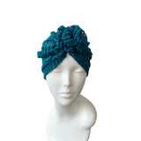 Teal Blue Soft Lace Rosette Turban Hat