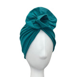 Teal Blue Stretch Jersey Alopecia Turban Cap