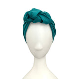 Teal Knotted Cotton Turban Head Wrap for Women