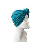 Teal Knotted Cotton Turban 