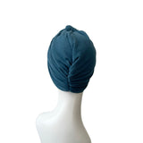 Teal Blue Elastic Ribbed Jersey Turban