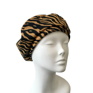 Tiger Print Soft Cozy Knit Beret Hat 