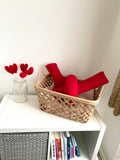 Red Scandi Knot Boucle Cushion