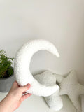 White Boucle Cloud, Moon, and Star Pillow Set