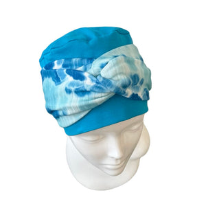 Turquoise Turban Beanie Hat with Stretchy Headband