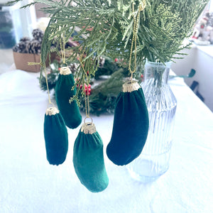 Velvet Pickle Ornaments - Handmade Cucumber Christmas Baubles