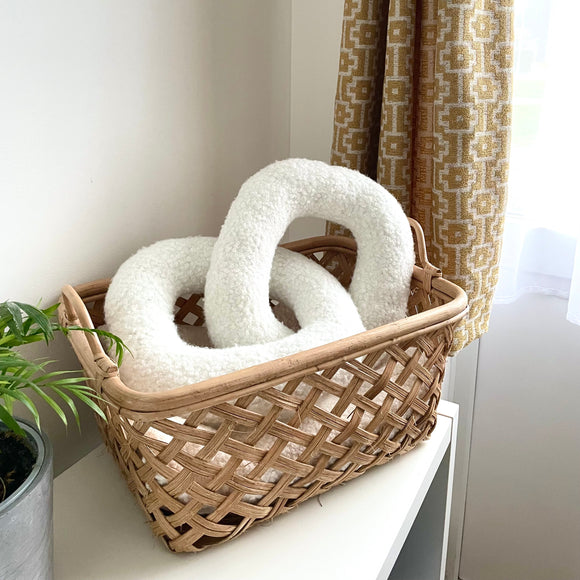 White Boucle Chain Shaped Pillow