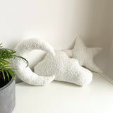 White Boucle Cloud, Moon, and Star Pillow Set