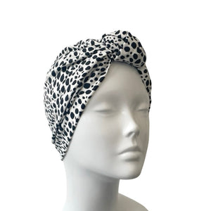 White Patterned Turban Hat for Women 