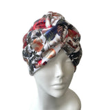 White Thick Metallic Flower Turban 