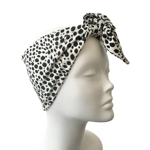 Wide White Spotted Jersey Head Wrap