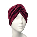 Wine Red Crushed Velvet 1940s Turban Hat