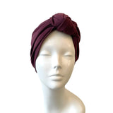 Wine Red Knotted Turban Hat Head Wrap