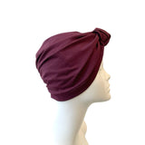 Wine Red Knotted Turban Hat Head Wrap