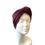 Wine Red Knotted Turban Hat Head Wrap