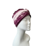 Wine Red Turban Beanie Hat with Tie Dye Headband 