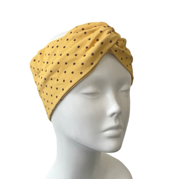 Yellow Dotted Twist Headband