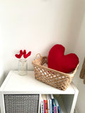 Handmade Red Boucle Teddy Heart Cushion