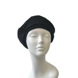 Black Warm Rib Knit Beret Hat for Ladies