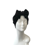 Black Luxury Velvet Retro Bow Turban