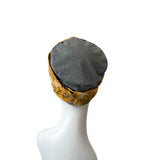 Charcoal Turban Beanie Hat with Mustard Headband 