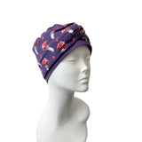 Purple Turban Beanie Hat with Toadstool Headband 