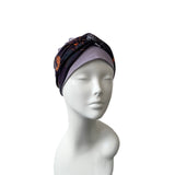 Lilac Turban Beanie Hat with Patterned Headband 