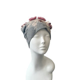 Grey Embellished Fashion Slouchy Beanie Hat 