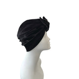 Black Luxury Velvet Retro Bow Turban