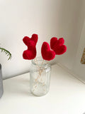 Red Sherpa Boucle Heart Bouquet - Set of 5 Fabric Hearts