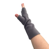 Grey women's fingerless fleece gloves