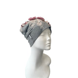 Grey Embellished Fashion Slouchy Beanie Hat 