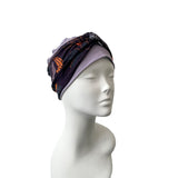 Lilac Turban Beanie Hat with Patterned Headband 