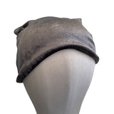 Silver Grey Cotton Lined Crushed Velvet Beanie Hat