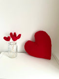 Red Sherpa Boucle Heart Bouquet - Set of 5 Fabric Hearts