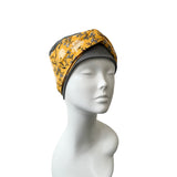 Charcoal Turban Beanie Hat with Mustard Headband 