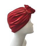 Rust Orange Velvet Rosette Knot Turban Hat