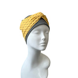 Grey Cotton Turban Beanie Hat with Detachable Headband 