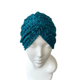 Teal Blue Lace Turban Hat Head Wrap Covering