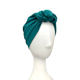 Teal Knotted Cotton Turban Head Wrap for Women