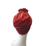 Rust Orange Velvet Rosette Knot Turban Hat