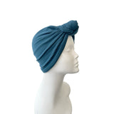 Teal Blue Elastic Ribbed Jersey Turban